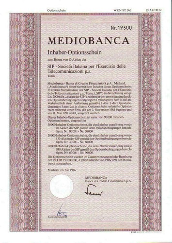 Lotto mediobanca banca - 50,