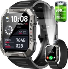 Militare Smartwatch Uomo(Rispondi/Effettua Chiamate), Fitness Tracker Con Torcia