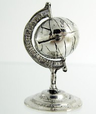 MAPPAMONDO ARGENTO GLOBO BOMBONIERE LAUREA GIOIELLO WELTKARTE SILVER GLOBE H4,9