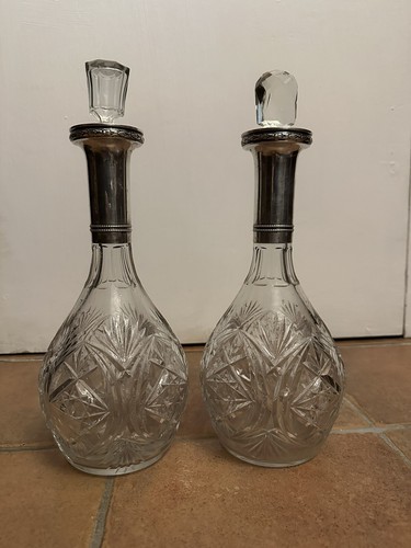 Coppia bottiglie cristallo - , e