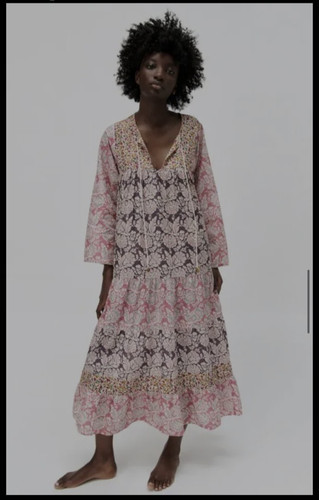 Abito caftano patchwork - , cotone