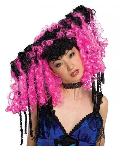 Parrucca cosplay nero rosa - parrucca, nero/rosa