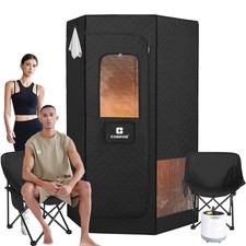 Portable 1600W 4L Steam Sauna 2-Person Home Spa with Red Light,2 Folding Chairs
