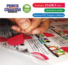 Carta ADESIVA A4 TRASPARENTE o BIANCO LUCIDO * stampa laser * fogli PVC VINILE 