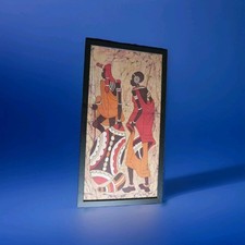 STAMPA VINTAGE INCORNICIATA SU TESSUTO BATIK ART FIRMATA J.M.THAIRO 88 ARTE AFRICANA