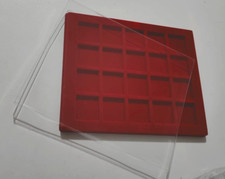 ESPOSITORE VASSOIO ROSSO MEDIO + COPERCHIO X MONETE 20 CASELLE 3,2 X 3,2 CM