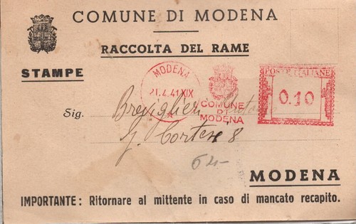 Modena raccolta del rame