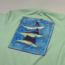 T-shirt pesca grafica Guy Harvey Grand Slam Billfish cotone verde uomo grande