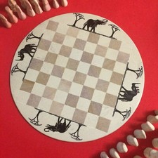 Scacchiera Scacchi Dama Africana Marmo Pietra Intagliati Mano Chessboard Chess