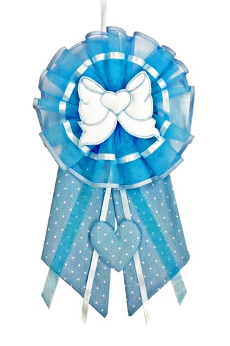 Fiocco nascita azzurro cuore - fiocco,
