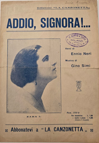Spartito epoca addio - spartito, d’epoca
