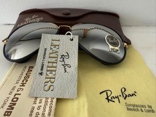 OCCHIALI DA SOLE ECC VINTAGE * NOS * (TGM) PELLE A SPECCHIO COMPLETA G-31 AVIATORS B&L RAY-BAN USA