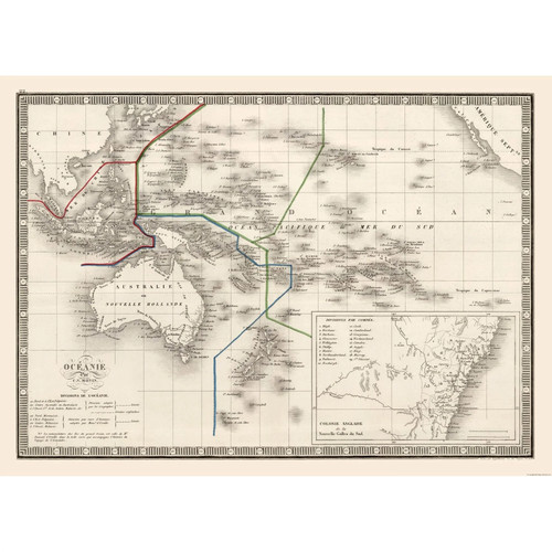 Mappa storica oceania - storica,