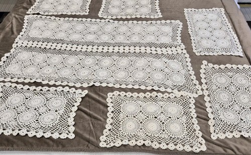Vintage handmade crochet table - vintage,