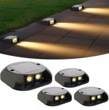 4 PEZZI Faretto Solare Segnapasso Calpestabile Doppio LED Esterno Giardino IP65