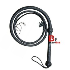 Frusta Indiana Jones 4 Piedi Vera Pelle Nera Intrecciata a Mano 12 Fili Artigian