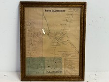 Antica mappa South Glastenbury scala da 30 aste a un pollice incorniciata