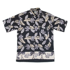 Camicia Hawaiana Nera Con