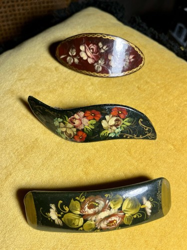 Fermaglio vintage dipinto - fermaglio,