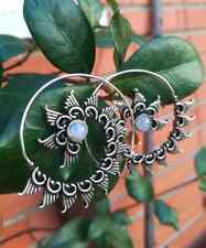 ORECCHINI PIETRA DI LUNA E ARGENTO 925 A SPIRALE, ORECCHINI MOONSTONE A CERCHIO