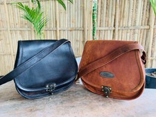 2 borse borsa a tracolla vintage in vera pelle marrone/nero
