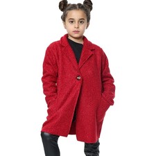 Bambini Sherpa Cappotto Pile Rosso Giacca Lana Ragazza Designer Orsetto Età 5-13