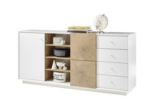 Credenza armadio comò bianco opaco rovere decoro ante cassetti Giamaica 179 cm
