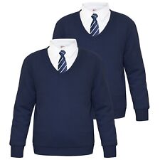 Ragazze Navy Scout Scuola Uniforme 2 Confezione Scollo V Maglione Cardi Felpa