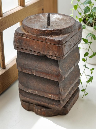 Antico legno paga candela - di,