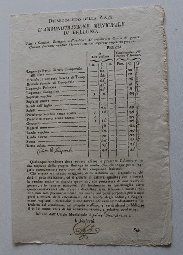 Belluno 1818 veneto - veneto, prezziario