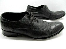 Oxford a coda di rondine Peluso in pelle nera da uomo taglia US 9 EUR 40