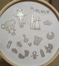 Fustelle metalliche baby animali sposi scrapbooking hobby creativo