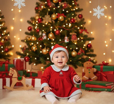 Vestito BABBO NATALE Bimba 12-18 Mesi Abito Costume Natalizio Bambina