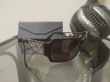 Chanel Sunglasses 5074-B Y2K Vintage Model Black Frame White/Rose Crystals