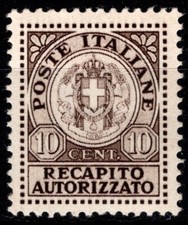 REGNO 1930 - Stemma sabaudo e fascio RECAPITO AUTORIZZATO (MLH*)