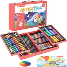 MEEDEN KIDS-SET DI MATITE PASTELLI ACQUERELLI E COLORI, 166 PEZZI CON VALIGETTA