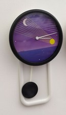 ♥ OROLOGIO DA MURO JUNGHANS PENDOLO VINTAGE ANNI 80 MOON BIANCO NERO POP PUNK