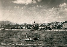BORDIGHERA Panorama dal mare moscone a remi spiaggia Imperia cartolina