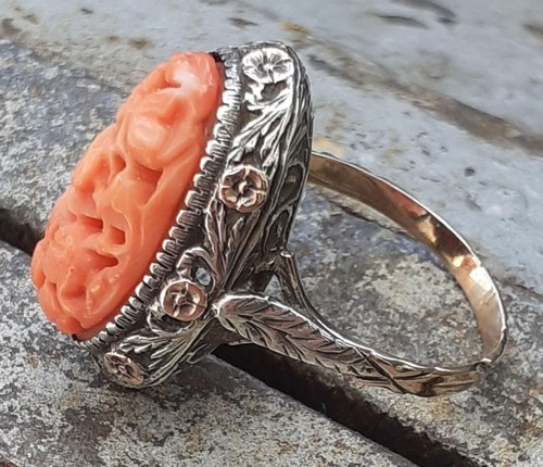 Antico anello corallo - antico,