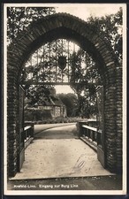 Cartolina Krefeld-Linn, ingresso al castello 