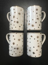 Set 4 tazzine da caffè Galaxy by Sakura bianche stelle oro 14 carati nuove con scatola