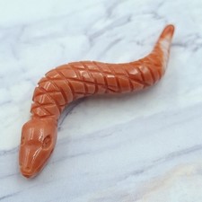 ANTICO CIONDOLO SERPENTE DI CORALLO ARANCIONE DEL GIAPPONE CORALLO ORO GIALLO 