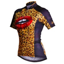 Maglia ciclismo donna bacio leopardato maglia donna bici bicicletta mtb ciclismo jersey