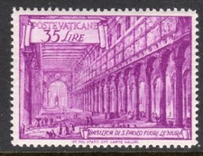 Vaticano Scott # 129a VF MNH 1949 35 Lire San Paolo Perf 131/2x14