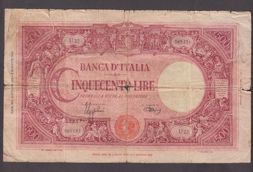 Italy 70a 5191 500 lire - italy,