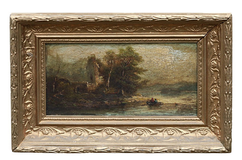 Antico quadro olio paesaggio - a,