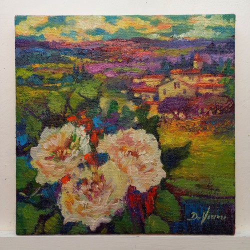 Quadro dipinto paesaggio fiori - paesaggio,