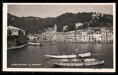 Cartolina portofino porto - cartolina, portofino,