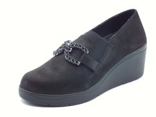 Melluso K53018 Nero Mocassini per Donna in nabuk zeppa alta