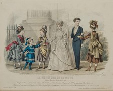 BONNARD (XIX secolo) di DAVID (*1808), foglio di moda: sposi, 1874, ruota. Biedermei